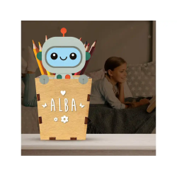 Cubilete portalapices vintiun personalizable robot