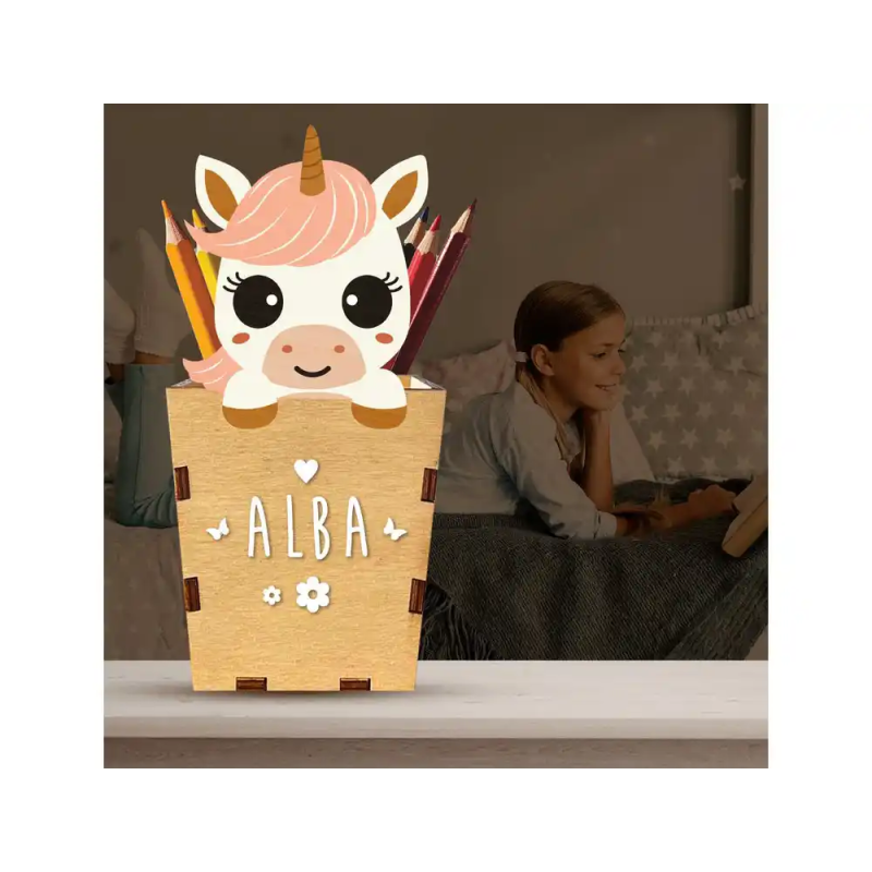 Cubilete portalapices vintiun personalizable unicorn