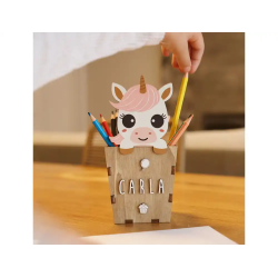 Cubilete portalapices vintiun personalizable unicorn