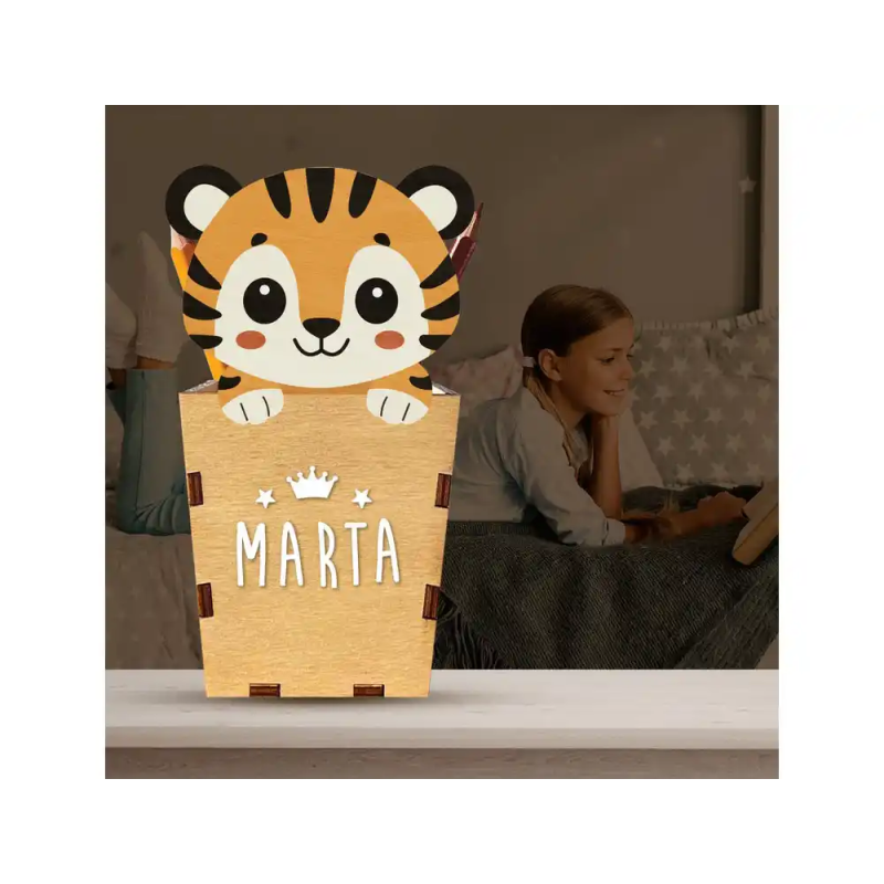 Cubilete portalapices vintiun personalizable tiger