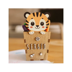 Cubilete portalapices vintiun personalizable tiger