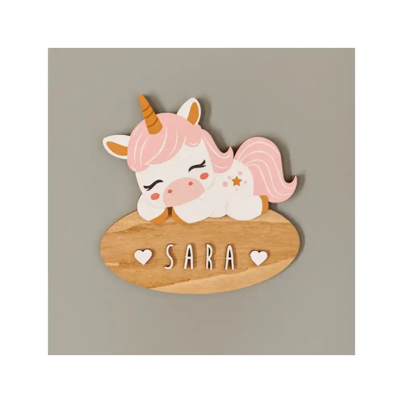 Placa de pared vintiun personalizable unicorn