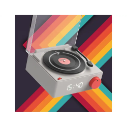 Reloj despertador mob bluetooth vinilo retro grey