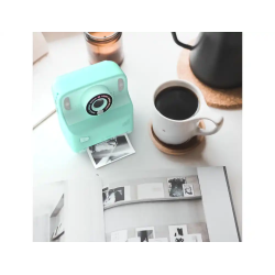 Camara mob con impresion instantanea turquesa