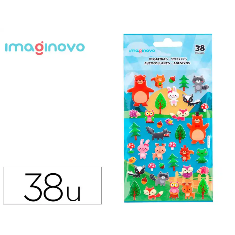 Pegatinas imaginovo cute animales bosque con relieve 190x105 mm en blister