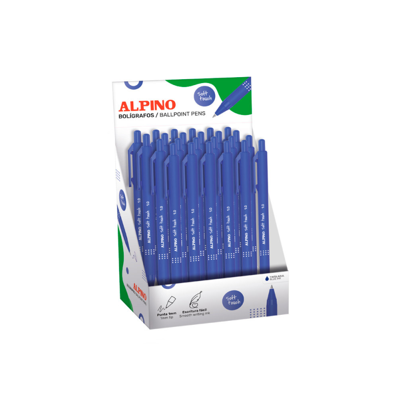 Boligrafo alpino soft touch azul punta 1 mm expositor 24 unidades