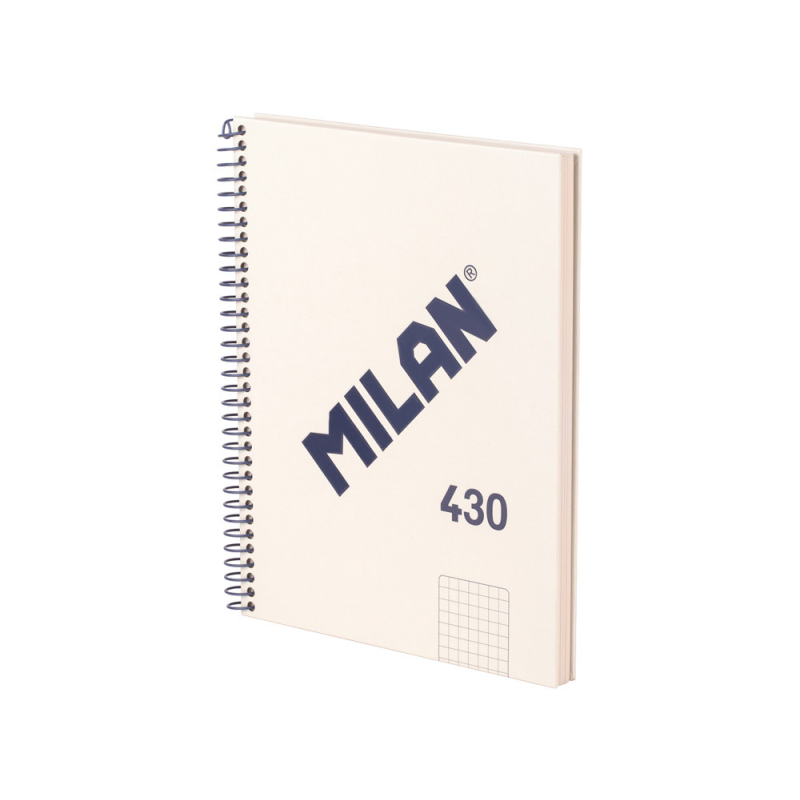 Cuaderno espiral milan serie 1918 din a5 80 hojas cuadro 5 mm color beig