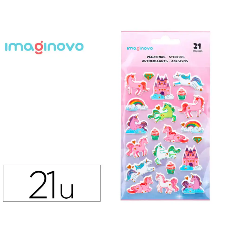 Pegatinas imaginovo unicornios magic dreams con relieve 190x105 mm en blister