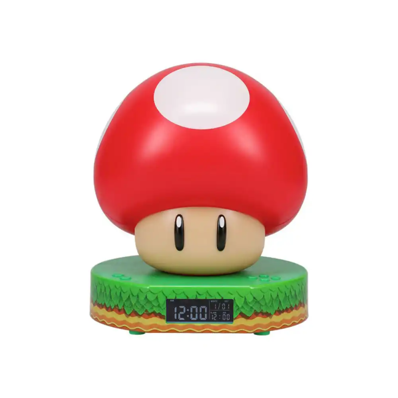 Despertador super mario con luz de noche mushroom