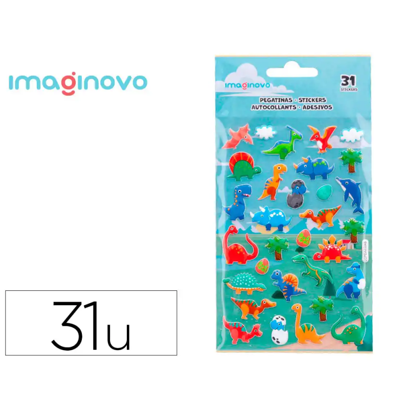 Pegatinas imaginovo kids dinosaurios goma eva 190x105 mm en blister