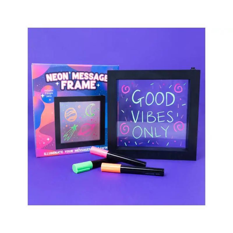 Marco de mensajes con efecto luz neon iluminado