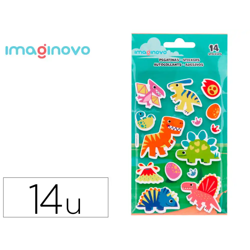 Pegatinas imaginovo luminosas dinosaurios con relieve 190x105 mm en blister