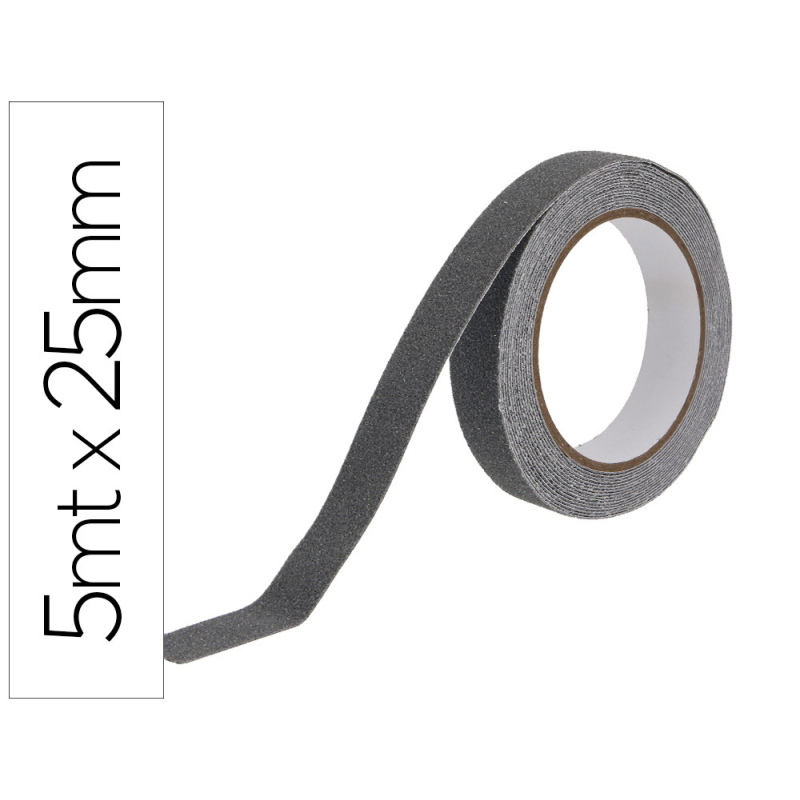 Cinta antideslizante q-connect gris 5 m x 25 mm