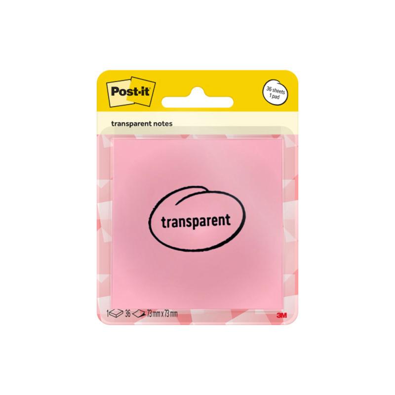 Bloc de notas adhesivas quita y pon post-it 73x73 mm 36 hojas transparente naranja papaya