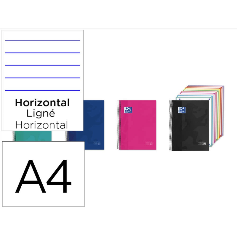 Cuaderno espiral oxford europeanbook 10 tapa extradura din a4 200 hojas horizontal
