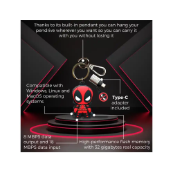 Memoria usb marvel 32gb deadpool