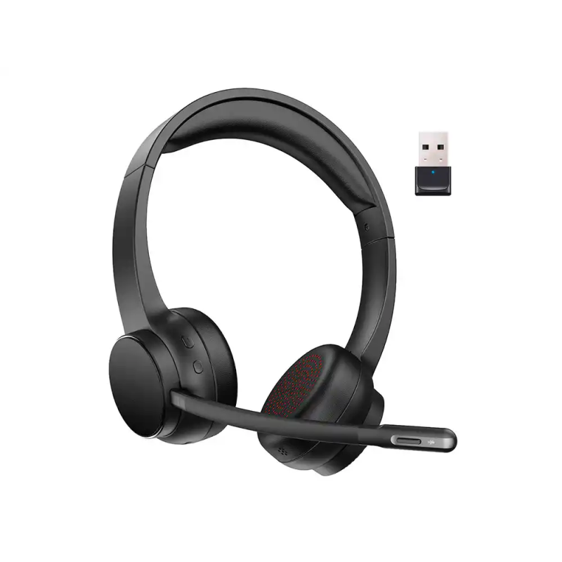 Auricular q-connect inalambrico diadema con microfono flexible y boton de bluetooth usb color negro