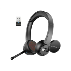 Auricular q-connect inalambrico diadema con microfono flexible y boton de bluetooth usb color negro