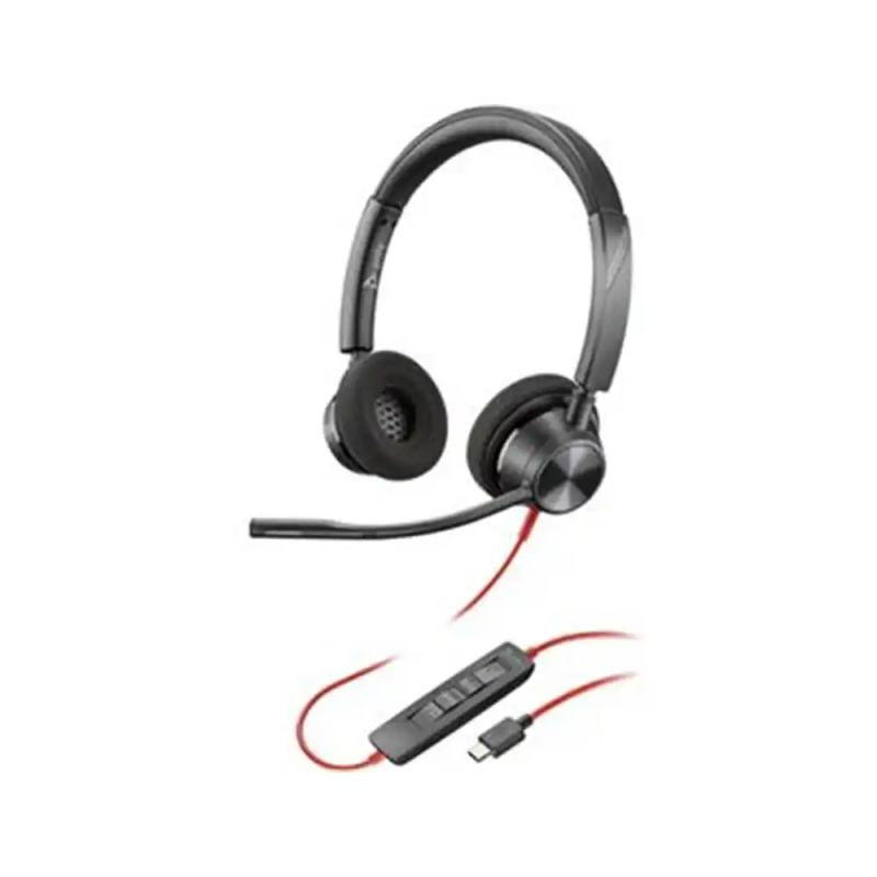 Auriculares poly blackwire 3320 doble conexion compatible con pc/mac