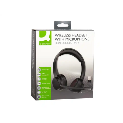Auricular q-connect inalambrico diadema con microfono flexible y boton de bluetooth usb color negro