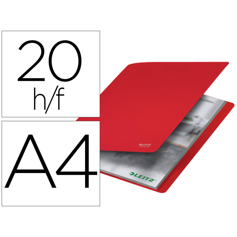 Carpeta leitz recycle escaparate din a4 20 fundas polipropileno rojo