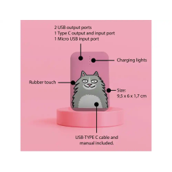 Bateria externa wondee mr. wonderful 10.000 mah gato rosa