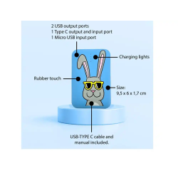 Bateria externa wondee mr. wonderful 10.000 mah conejo gafas sol