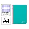 Cuaderno espiral liderpapel a4 witty tapa dura 80h 90gr cuadro 4mm con margen color turquesa