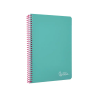 Cuaderno espiral liderpapel a4 witty tapa dura 80h 90gr cuadro 4mm con margen color turquesa