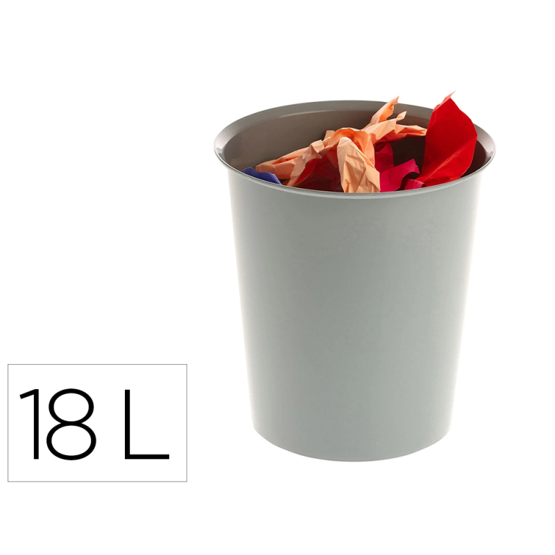 Papelera plastico archivo 2000 reciclable 100% 18 litros color gris 290x310 mm