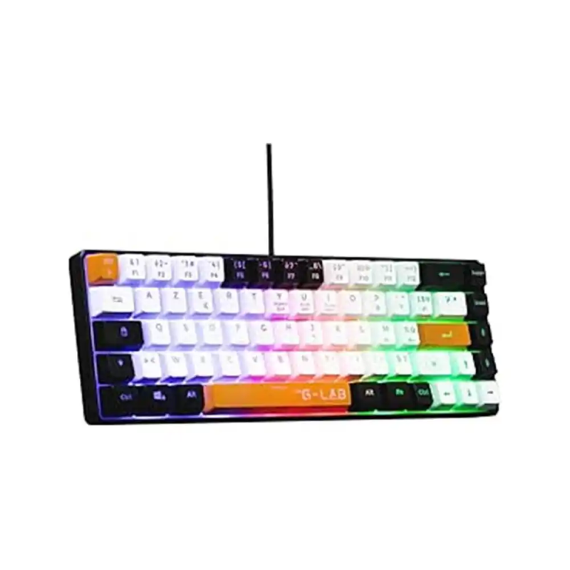 Teclado gaming the g-lab keyz-hydro-bkwo/sp semimecanico negro blanco y naranja