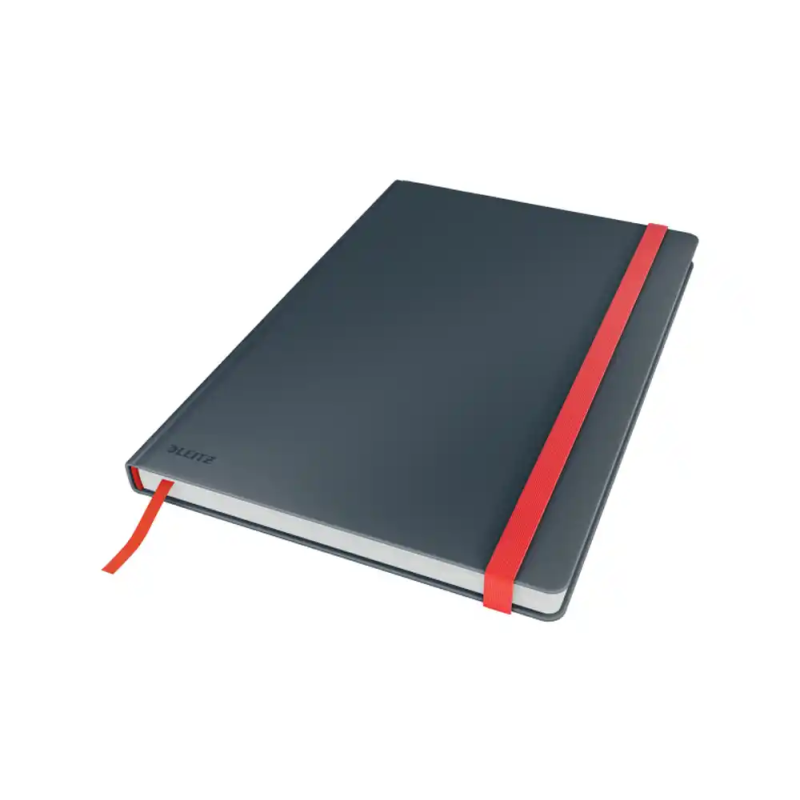 Cuaderno con gomilla leitz tapa dura b5 80 hojas cuadricula color gris
