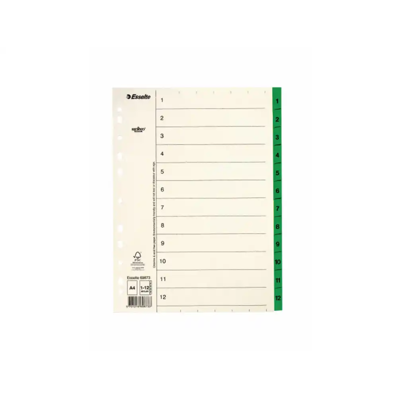 Separador esselte numerico 1-10 papel mylar beige cartulina din a4 multitaladro