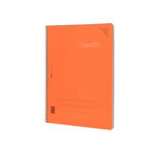 Cuaderno espiral carlin a4 tapa plastico 80h 90gr cuadro 4mm con margen color naranja