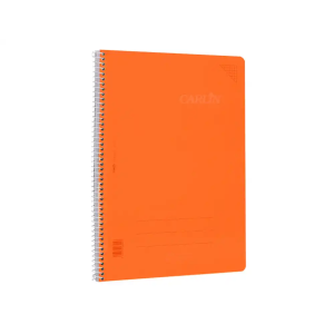 Cuaderno espiral carlin a4 tapa plastico 80h 90gr cuadro 4mm con margen color naranja