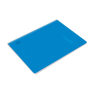 Cuaderno espiral carlin a4 tapa plastico 80h 90gr cuadro 4mm con margen color azul