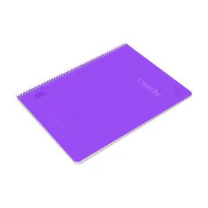 Cuaderno espiral carlin a4 tapa plastico 80h 90gr cuadro 4mm con margen color violeta