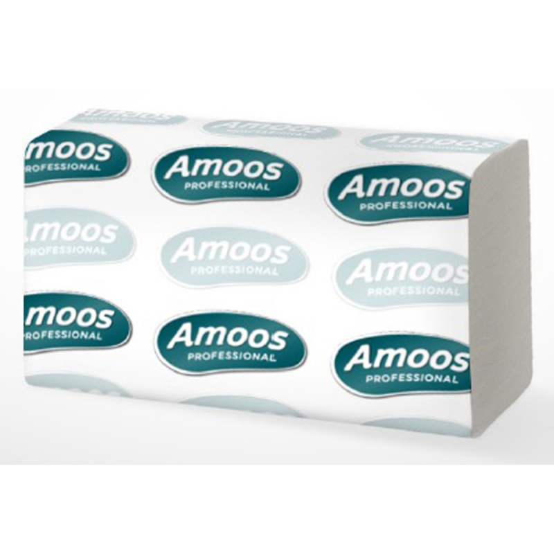 Toalla secamanos amoos industrial 2 capas 32g/m2 21x22 cm caja de 20 paquetes de 142 unidades