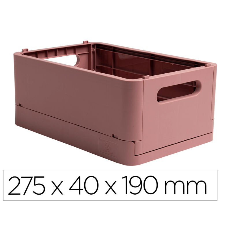 Caja multiusos exacompta smart case din a5+ plastico reciclado plegable color rosa viejo 275x40x190 mm