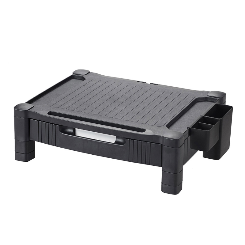 Soporte q-connect para monitor /impresora ajustable altura 10,3cm a 13,3cm con cajon color negro 434x336x133 mm