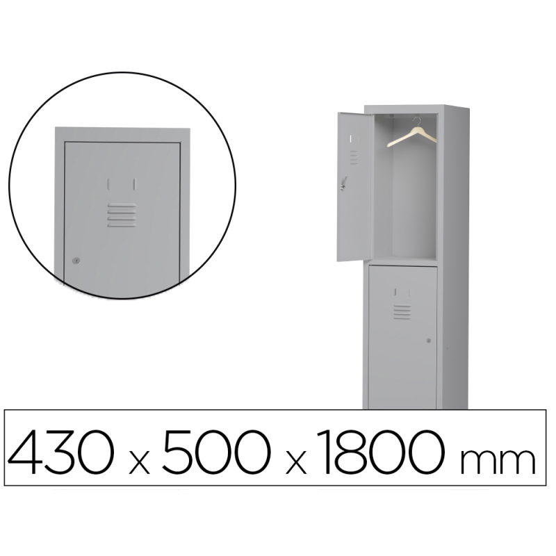 Taquilla metalica rocada 400 1 modulo x 2 puertas gris 430x500x1800 mm