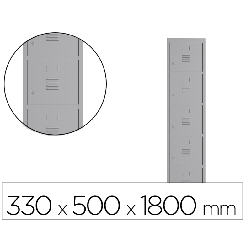 Taquilla metalica rocada 300 1 modulo 5 puertas gris 330x500x1800 mm
