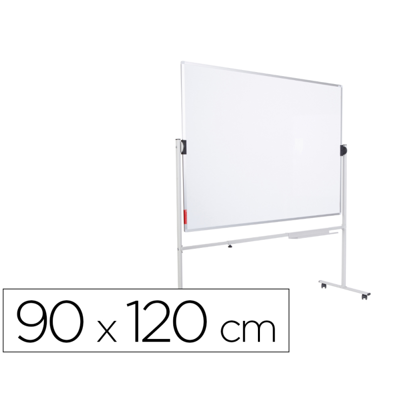 Pizarra blanca rocada acero vitrificado magnetico marco aluminio doble cara volteable 90x120 cm