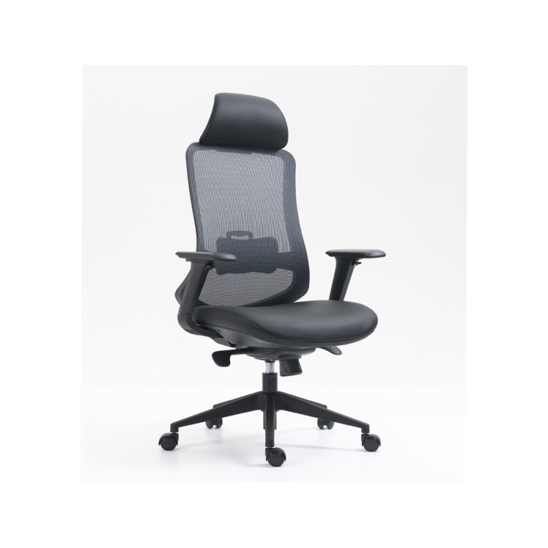 Silla rocada direccion premium 24 horas con brazos ajustables respaldo de malla y asiento en tela negro
