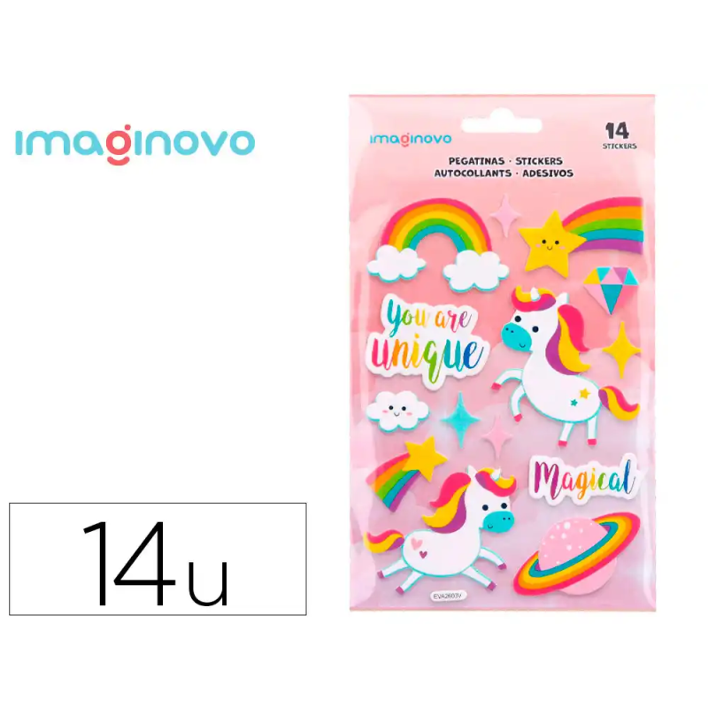 Pegatinas imaginovo unicornios magic dreams con relieve 210x130 mm en blister