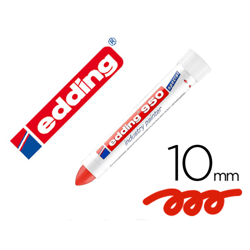 Marcador edding permanente 950 pasta opaca rojo punta redonda 10 mm para superficies oxidadas/rugosas