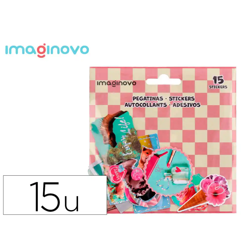 Pegatinas imaginovo good vibes diseños surtidos para ordenador 145x140 mm en blister