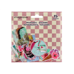 Pegatinas imaginovo good vibes diseños surtidos para ordenador 145x140 mm en blister