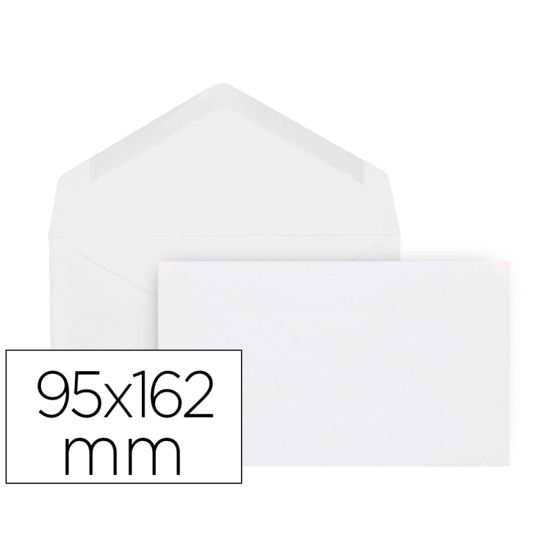 Sobre liderpapel blanco con fondo 95x162 mm engomado solapa de pico caja de 500 unidades
