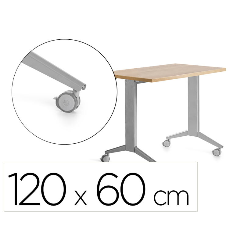 Mesa rocada 2000fd08 con tablero abatible color gris/roble 120x60 cm